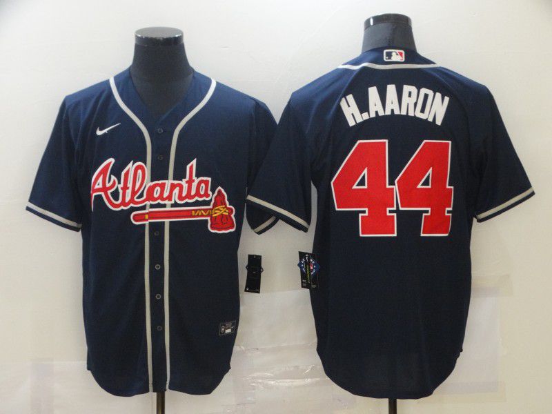Men Atlanta Braves #44 H.Aaron Blue Game Nike MLB Jerseys->new york mets->MLB Jersey